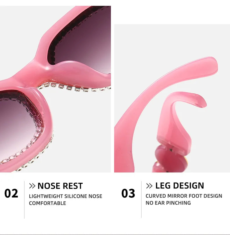 Fashion Square Sunglasses for Women Rectangle Brand Shades Sun Glasses Bling Diamond Eyeglasses Uv400 Glittering Accessories