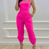 New Summer Fashion Printed Sleeveless Jumpsuit Sexy Hollow Backless Lace Up Long Jumpsuits Elegant Casual Jumpsuit With Pocket