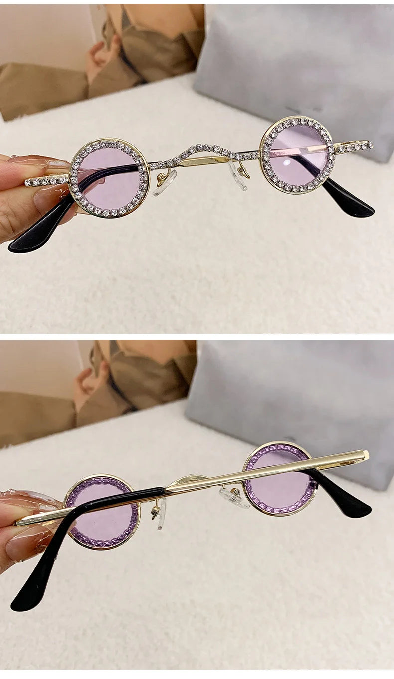 Fashion Diamond Round Sunglasses Women Luxury Rhinestone Shades UV400 Sun Glasses Female Punk Brand Designe Eyewear Men Eyeglass