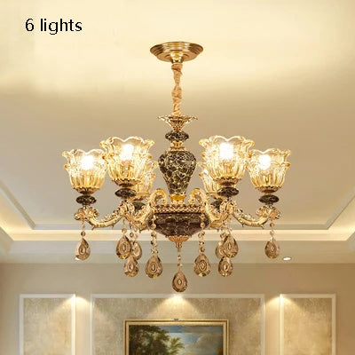 Chandelier Living Room Grand Luxury Crystal Lamp Dining Room Bedroom Decoration French Retro Chandelier Lighting Fixtures