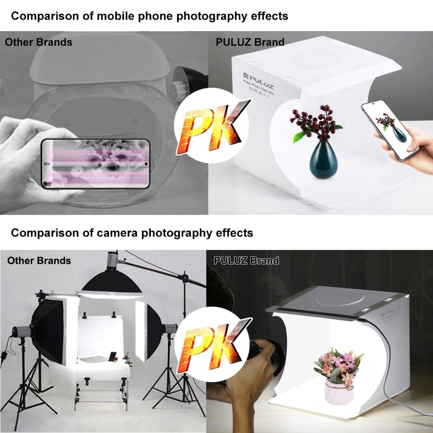 PULUZ 20cm Mini Folding Portable 550LM LED Light Photo Lighting Studio Shooting Tent Box Kit with 6 Colors Backdrops