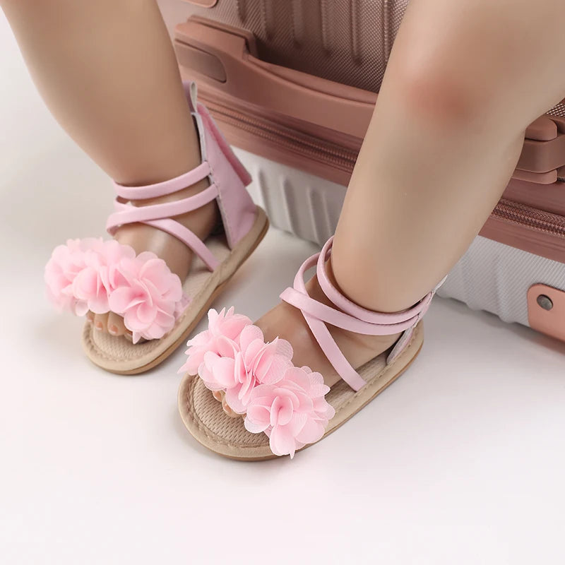 Summer Cool Baby Girl Sandals Fashion Newborn Sandal Idyllic Flower Soft Anti-slip Toddler Rubber Sole Comfortable Shoes