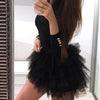 Mini Dress for Women 2023 Fashion Layered Ruffles Mesh Long Sleeve Sexy Party Skinny Dress Elegant Casual Female's Skirt Winter