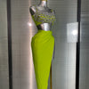 New Women Sexy Two Pieces Set Stretched Crystal Diamonds Night Club Skirt Suits Laced Singer Dancer Stage Performance Costume