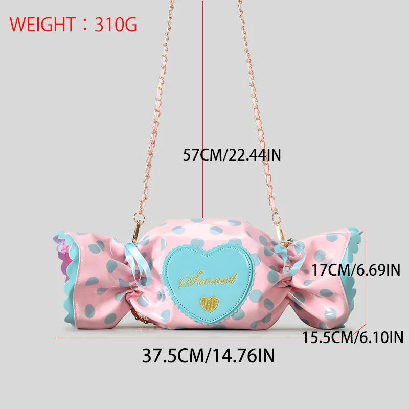 Cute Candy Design Crossbody Bag for Women Creative Funny Shoulder Bags Colorful Pvc Bag for Girls Harajuku Love Hearts Purses