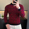 Autumn Winter Velvet Knitted Sweater Men's Long Sleeve Round Necked Sweater Slim Fit Casual Business Knitwear Tops Men Clothing