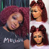 13x4 Deep Wave Frontal Wig 99J Burgundy Lace Front Wig Short Bob Hair Wig Human Hair HD Transparent Lace Pre Plucked Hairline