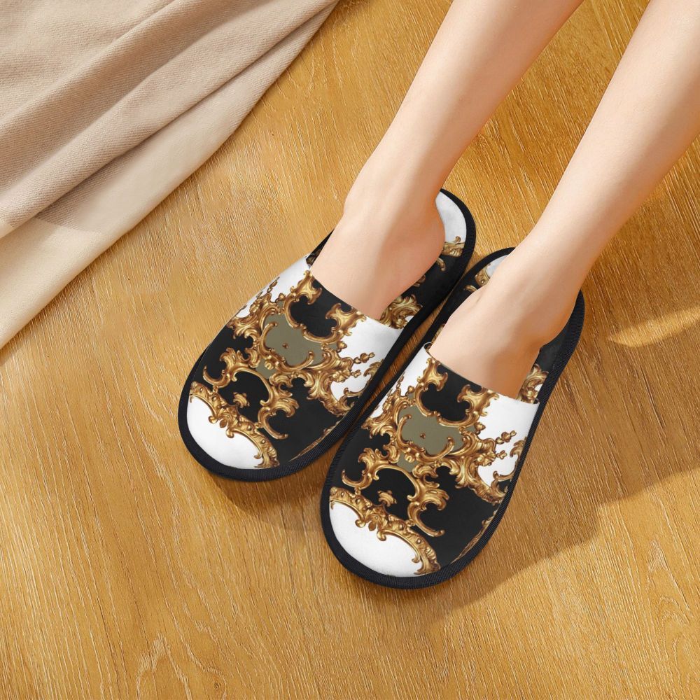 Custom Queen Of Absolutely Everything Gold Baroque Soft Memory Foam House Slippers Women Comfy Warm Anti-skid Sole Slipper