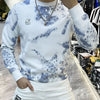 Trend Versatile Sping Autumn New Men O-Neck Graffiti Printing Contrast Color Fashion Luxury Casual Long Sleeve Sweatshirts Tops