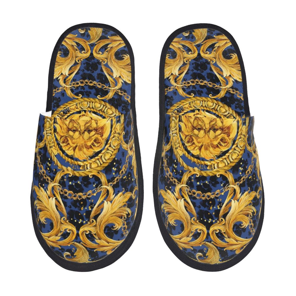 Custom Queen Of Absolutely Everything Gold Baroque Soft Memory Foam House Slippers Women Comfy Warm Anti-skid Sole Slipper