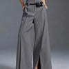 Yeezzi Urban Female Suit Pants 2025 New Fashion Black White Color Loose Straight Pant High-Waisted Pleated Split-Front Trousers