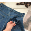 ITOOLIN Women Vintage Tassels Denim Shorts Button Loose High Waist A-line Jean Shorts Casual Women Office Trousers Streetwear