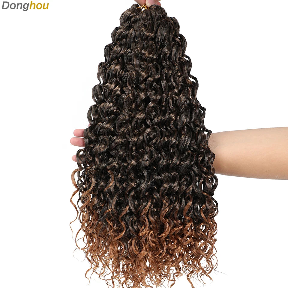 Beach Curl Crochet Hair Gogo Curl Crochet Hair 18 Inch Ombre Brown Blonde Bug Ginger T30 Synthetic Deep Wave Twist Crochet Braid