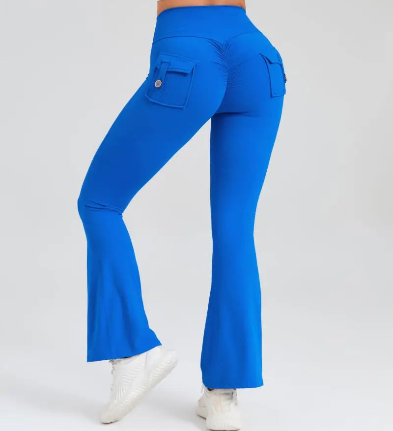 Women Flare Pocket Leggings High Waist Sport Yoga Pants Quick Dry Breathable Leggings Outfit Fitness Gym Clothes Sportwear Pant