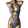 Rhinestones Bathing Suit for Women Cut Out Swimwear Backless Swimming Suit