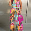 Elegant Women Wide Leg Long Juumpsuit 2024 Spring Summer Fashion Printed Sleeveless Casual Holiday Bodysuits Jumpsuits Trousers