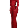 2025 Women's Set Long Sleeve Lace See Through Shirt + Long Pants Street Evening Sexy Two 2Piece Sets Outfits Tracksuit