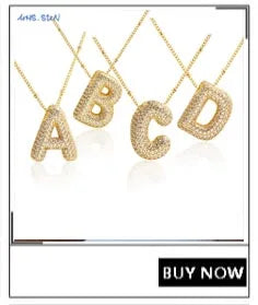 MHS.SUN High Quality Bubble Initial Necklace Letter A-Z Silver Color Zircon 26 Initial Balloon Pendant For Women Men Jewelry