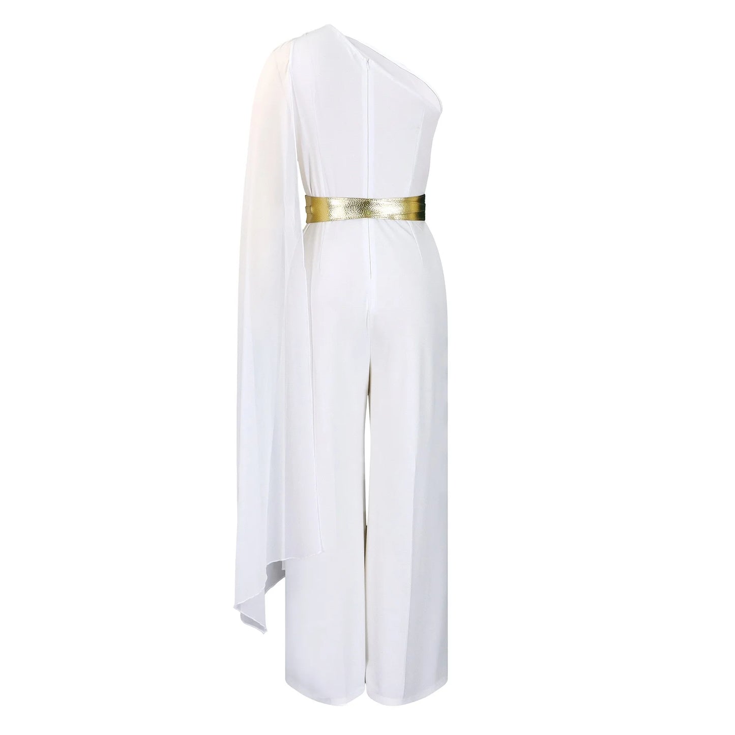 Elegant Jumpsuits & Rompers for Woman One Shoulder Flying Sleeve High Waisted Luxury Birthday Party Dinner Outfits Overalls 2024