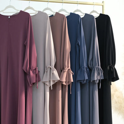 2025 Premium Nida Ruffle Sleeves Women Muslim Dress with Front Zipper Ramadan Abaya Islam Clothing Maxi Dress Female Modest Robe