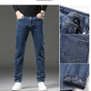 Winter Fleece Thick Warm Jeans Men's Slim Straight Elastic Denim Pants Casual Male Clothing Fashion Plush Trousers