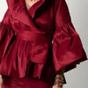 Casual Puff Long Sleeve Ruffles Blouse Office Lady Solid Color Women Wrap Shirts Lapel Collar Elegant Shirt Woman Fashion Female