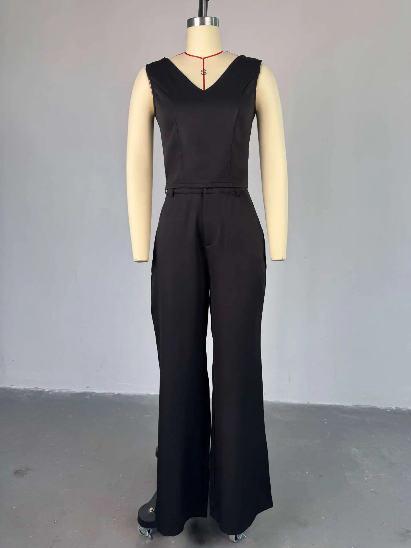 Two Piece Sets Women Pant Set Sleeveless V Neck Casual Pants Y2k Tops Wide Leg Long Pants High Waist Elegant Party Streetwear