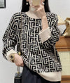 High-end 100% goat sweater women stand collar bottom loose sweater autumn winter new style of western style with age reduction