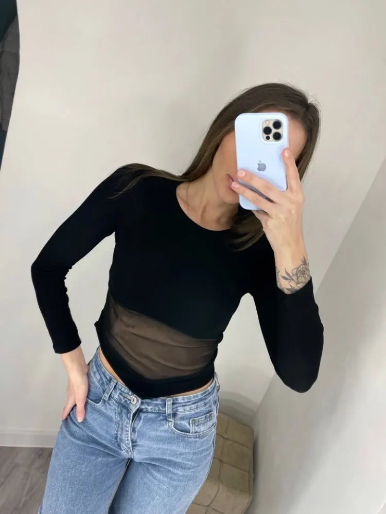 Summer Women T Shirt Girls T-Shirt Woman Clothes Long Sleeve Tops Spring Black Slim Tshirt Female Crop Top Tee Sexy Skinny Y2k
