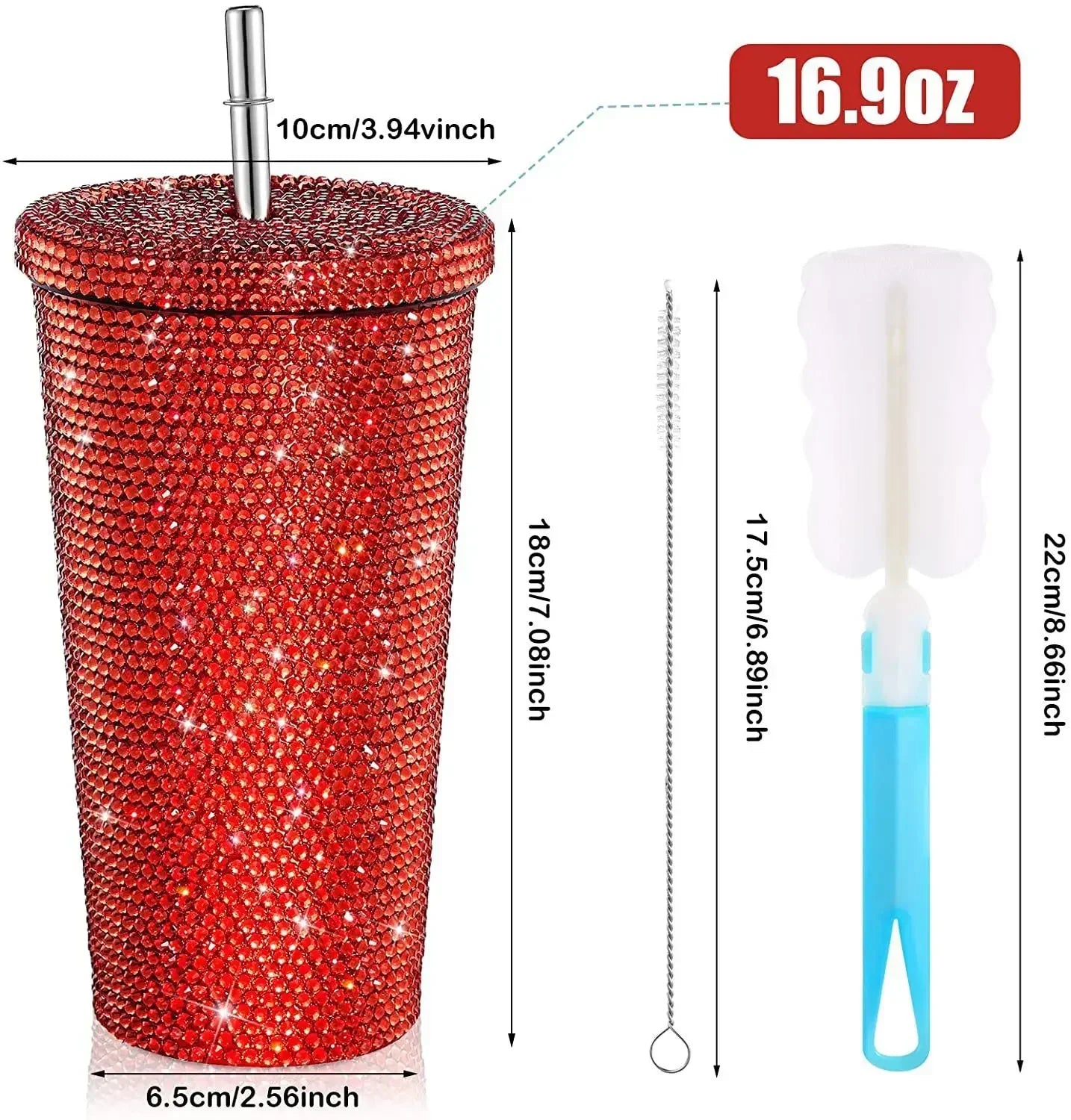 1 Pc Rhinestone Coffee Cup Gift Cup Rhinestone Rhinestone Thermos Cup Double Stainless Steel Straw Cup Coffee Mug  Water Bottles