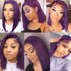 Dark Purple Bob Lace Front Wigs Human Hair Colored 13x4 Lace Frontal Short Straight Purple Bob Wig Pre Plucked with Baby Hair