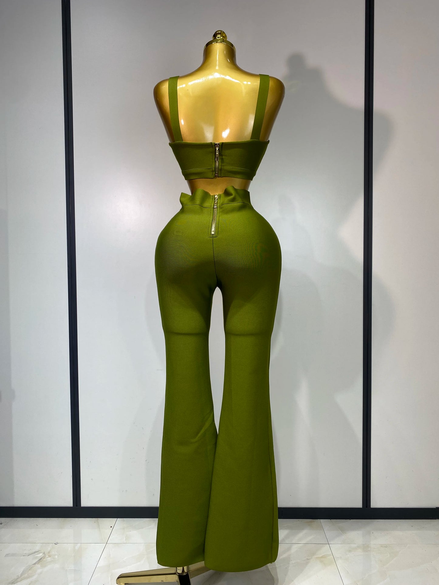 High Quality Elegant Bandage Top Pant Set Women Sexy Evening Party Nightclub Luxury Birthday High Street Fashion Two Piece Set