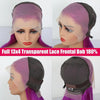 Dark Purple Bob Lace Front Wigs Human Hair Colored 13x4 Lace Frontal Short Straight Purple Bob Wig Pre Plucked with Baby Hair