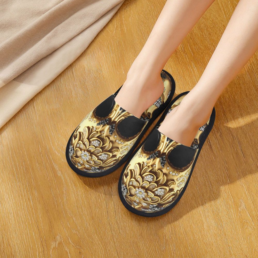 Custom Queen Of Absolutely Everything Gold Baroque Soft Memory Foam House Slippers Women Comfy Warm Anti-skid Sole Slipper
