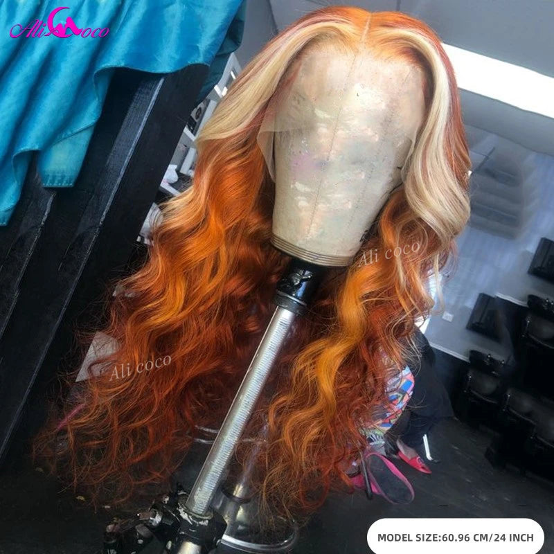 Orange Ginge With 613 Blonde Body Wave Lace Front Wig For Women 13x4 Colored Human Hair Wigs Hd Transparent Lace Frontal Wig