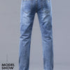 Spring Men's Light Blue Slim Jeans Stylish Casual Stretch Fabric Denim Pants Classic Trousers Smoke Gray