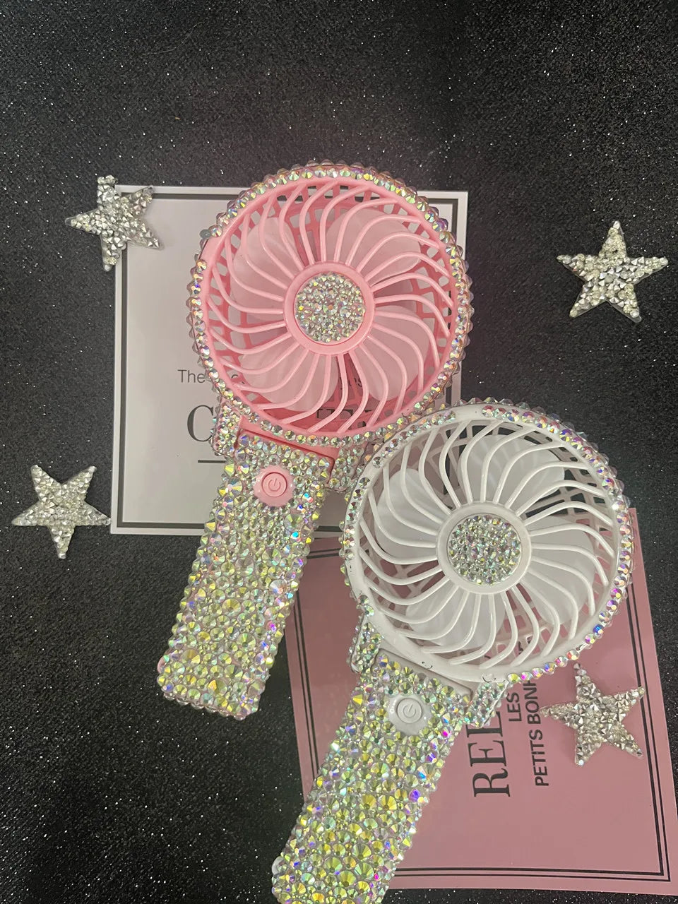 1pc AB/Clear Mixed Crystal Summer Hand Fan,Bling Sparkle Stunning Girls' Photography Party Accessoriess