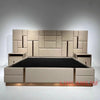 MANBAS Luxury Modern King Size Bed with Soft Upholstered Headboard and Storage Nightstands - Genuine Leather Bedroom Furniture