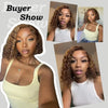 Bob Wig Deep Wave Highlight 13x4 Lace Front Human Hair Wig Honey Brown Blonde Water Wave Ombre 4/27 Transparent Lace Frontal Wig
