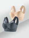 2PCS Women Lace Sport Bras Plus Size Seamless Bra Bralette Backless Lady Brassiere Vest Female Gather Shock-Proof Wireless L-5XL
