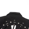 TWOTWINSTYLE Patchwork Diamonds Backless Blazer For Women Notched Collar Long Sleeve Spliced Button Chic Blazers Female Style