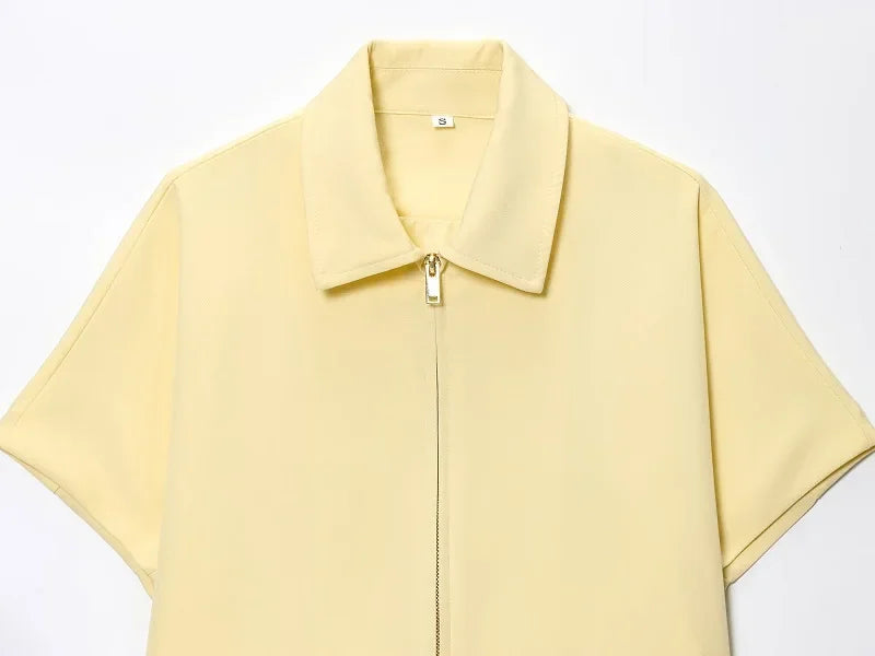 MUJER Women's Cropped Jacket Short Sleeve Varsity Jackets for Women Summer Zip up New in Coats and Jackets Holiday Outerwears