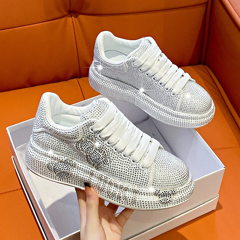 Luxury Women's Sneakers with Sparkles Shoes Woman Shoe Luxury Platform Woman-shoes Trainers Rhinestone Fashion Heels Casual Shoe