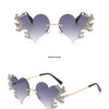 Rimless Sunglasses Women Luxury Brand Rhinestone Sun Glasses Ladies Cute Heart Shape Punk Party Eyewear очки від сонця женские