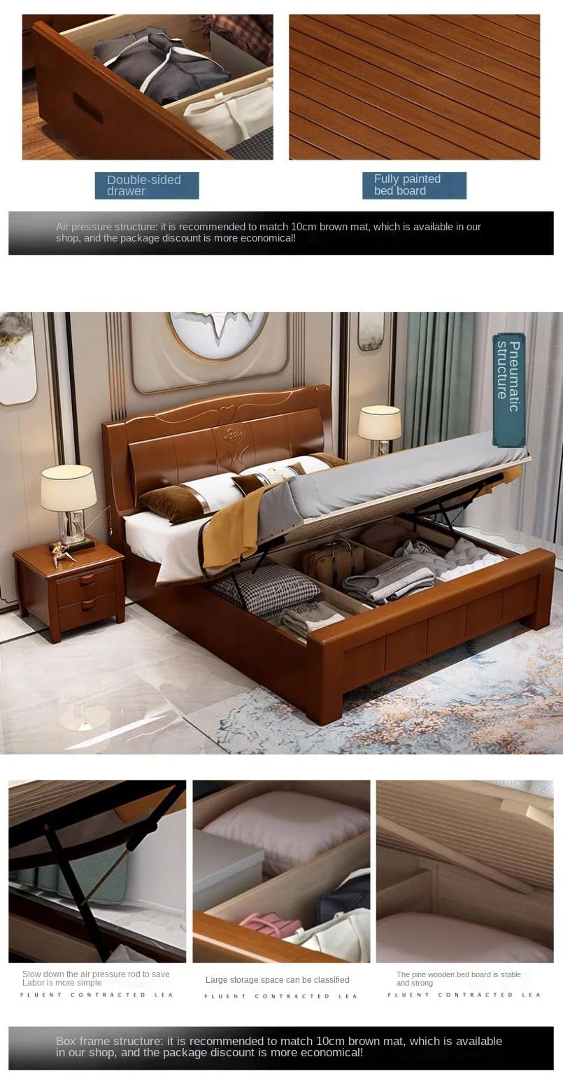 European Luxury Soft Bedroom Set Modern High End Storage Queen Bedroom Set Wood Cool Apartment Meuble De Chambre Furniture