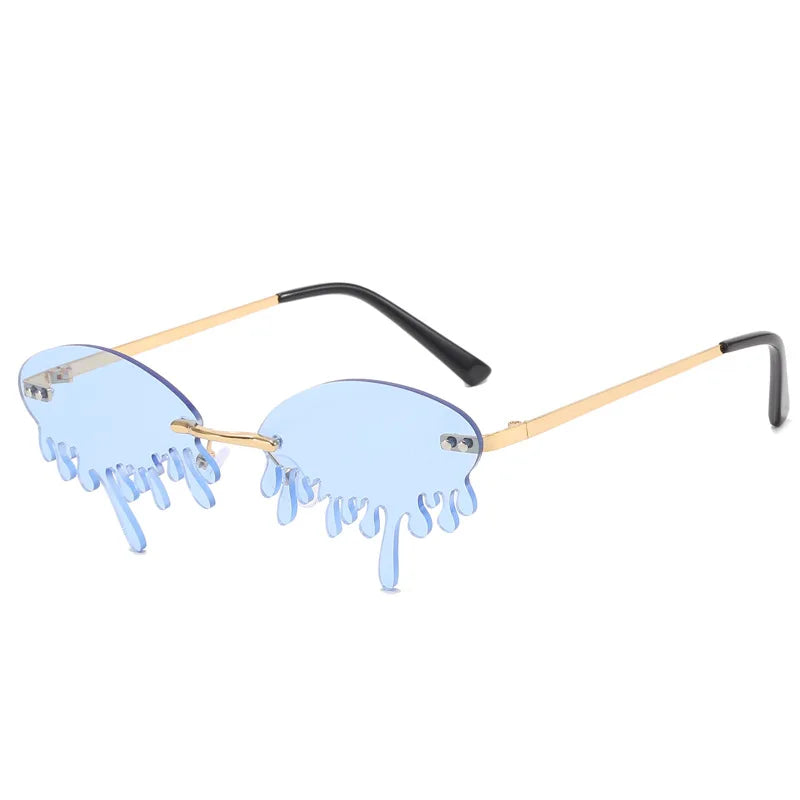 New personalised rimless sunglasses male Europe and the United States prom weird trend of irregular tears sunglasses female