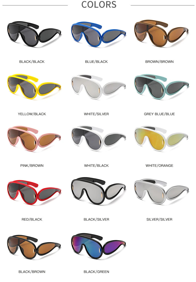 New Fashion Personality Hip Hop Cool Cyberpunk Sunglasses with Large Frame UV400 Anti UV Eyeglasses Oculos De Sol Feminino