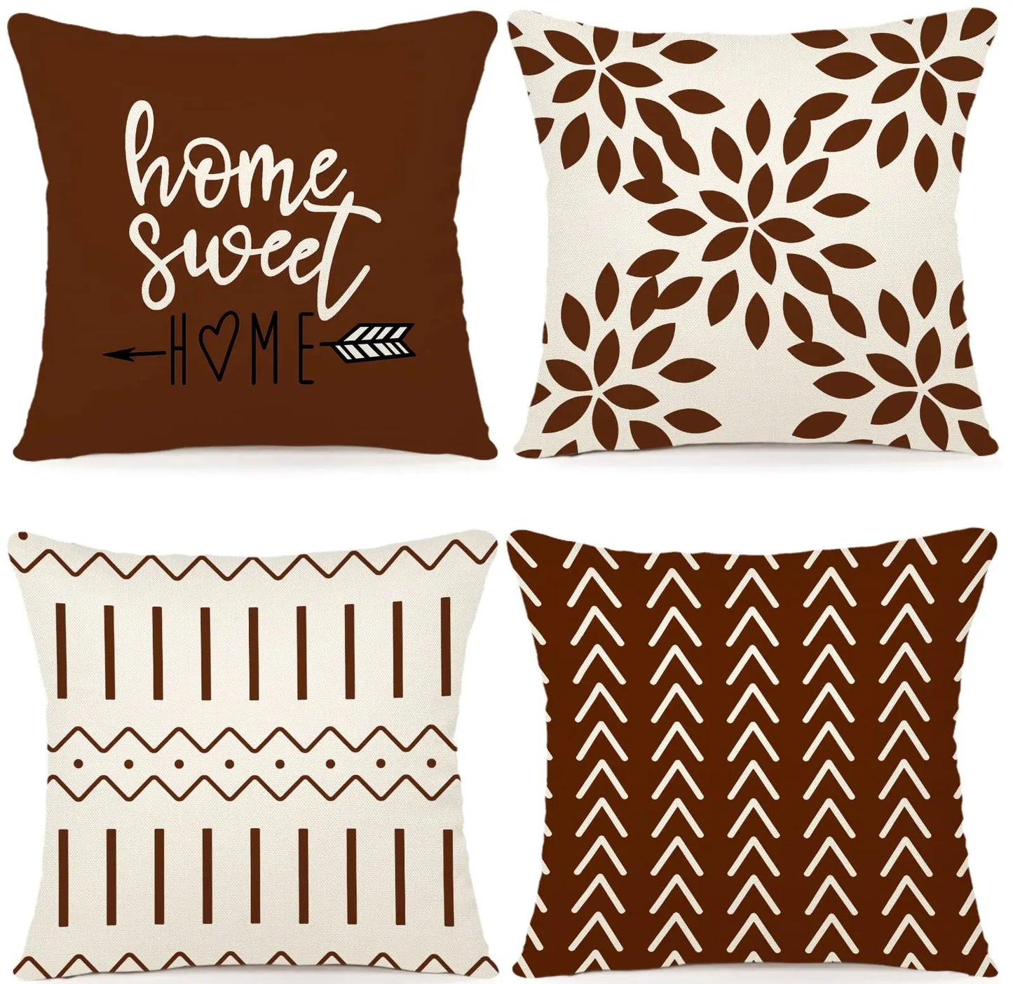 Pillow Covers 18x18 Set of 4, Modern Sofa Throw Pillow Cover, Decorative Home Outdoor Linen Fabric Geometric Pillow CaseArtistic