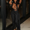 Joskaa Sexy Hollow Bandage Irregular Jumpsuit Women Summer Sleeveless Backless Ribbon Skinny Rompers 2025 Midnight Clubwear