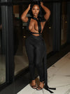 Joskaa Sexy Hollow Bandage Irregular Jumpsuit Women Summer Sleeveless Backless Ribbon Skinny Rompers 2025 Midnight Clubwear